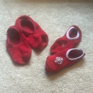Cozy Red Slipper Socks with Snowflake Design